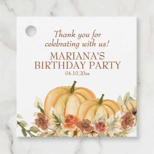 Rustic Fall Pumpkin Birthday Party Favor Tags