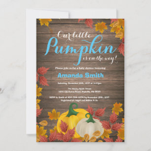 Rustic Fall Pumpkin Boy Baby Shower invitation