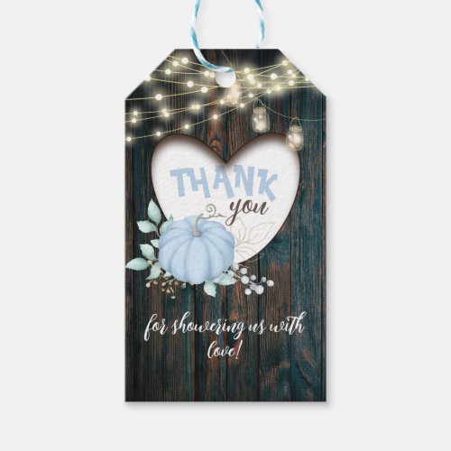 Rustic Fall Pumpkin Boy Baby Shower Thank  Gift Tags