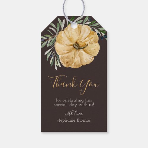 Rustic Fall Pumpkin Bridal or Baby Shower Gift Tags