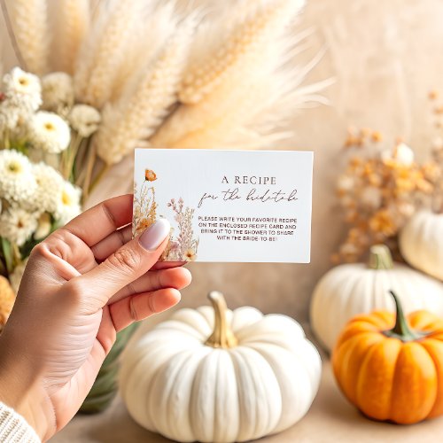 Rustic Fall Pumpkin Bridal Recipe Enclosure Card