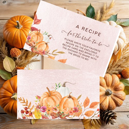 Rustic Fall Pumpkin Bridal Recipe Enclosure Card