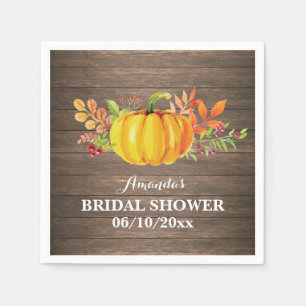 Rustic Fall Pumpkin Bridal Shower Napkin