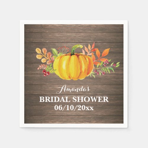 Rustic Fall Pumpkin Bridal Shower Napkin
