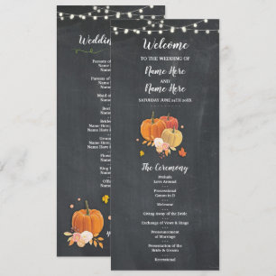 Rustic Fall Pumpkin Chalk Wedding Program Details