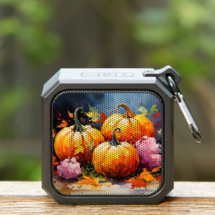 Rustic Fall Pumpkin Colorful Autumn Leaves Bluetooth Speaker