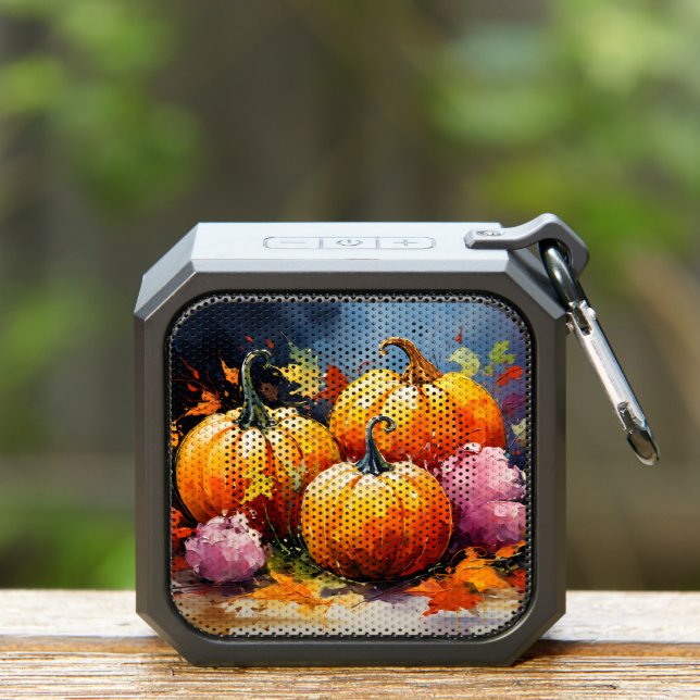 Rustic Fall Pumpkin Colorful Autumn Leaves Bluetooth Speaker (Insitu(Outdoor))