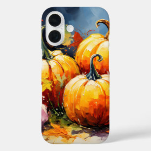Rustic Fall Pumpkin Colorful Autumn Leaves iPhone 16 Case