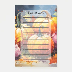 Rustic Fall Pumpkin Colorful Autumn Leaves Post-it Notes