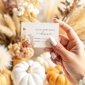 Rustic Fall Pumpkin How Many Kisses Bridal Game Enclosure Card