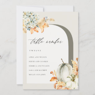 Rustic Fall Pumpkin Leafy Seating Chart Table Card