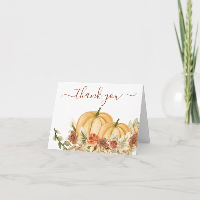 Rustic Fall Pumpkin  Letterpress Thank You Card (Front)