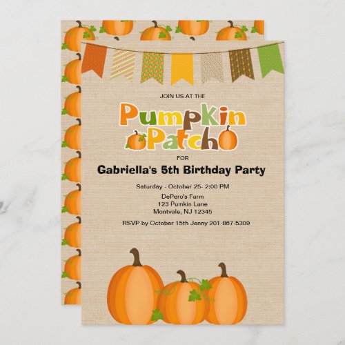 Rustic Fall Pumpkin Picking Birthday Party Invitation