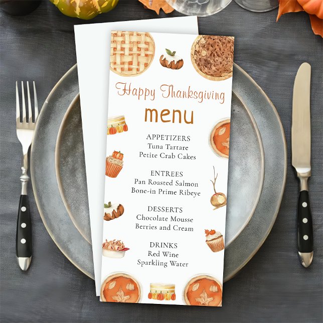 Rustic Fall Pumpkin Pie Thanksgiving Dinner Menu (Creator Uploaded)