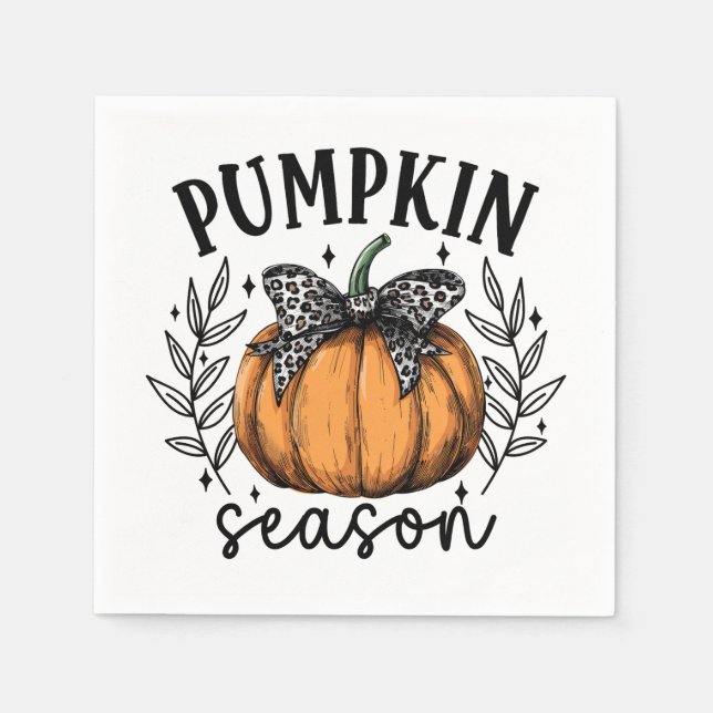 Rustic Fall Pumpkin Season Party Napkins (Front)