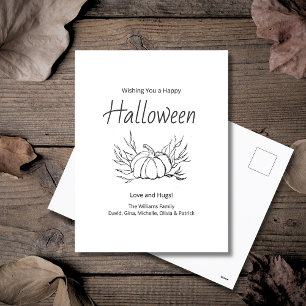Rustic Fall Pumpkin Simple Typography Halloween Holiday Postcard