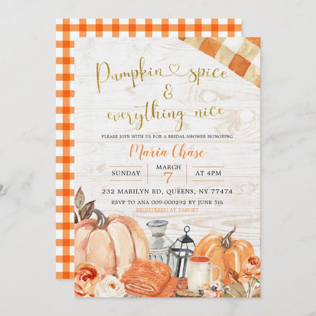 Rustic Fall Pumpkin Spices and Everything Nice Invitation (Front/Back)