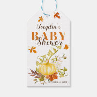 Rustic Fall Pumpkin |  Watercolor Baby Shower Gift Tags