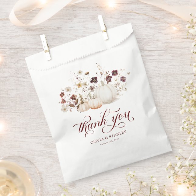 Rustic Fall Pumpkin Wedding Favor Bag (Clipped)