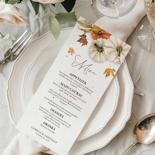 Rustic Fall Pumpkin Wedding Menu