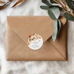 Rustic Fall Pumpkin Wedding Round Sticker<br><div class="desc">Enhance your fall wedding with our charming "Autumn Rustic Round Wedding Stickers." Perfect for sealing thank you cards,  decorating favor bags,  or adding a special touch to your wedding stationery,  these stickers feature beautiful fall leaves and rustic elements. Matching items in our Rustic Fall Wedding Collection</div>
