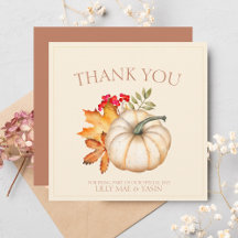 Rustic Fall Pumpkin Wedding Thank You Card