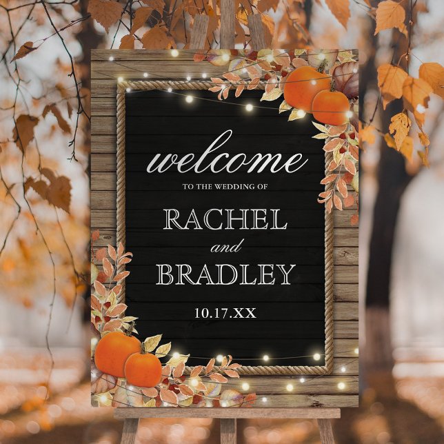Rustic Fall Pumpkin Wedding Welcome Foam Board (Creator Uploaded)