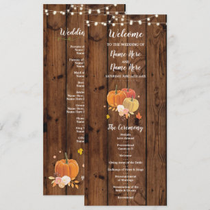 Rustic Fall Pumpkin Wood Wedding Program Details
