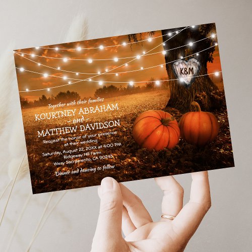 Rustic Fall Pumpkin Woodland Wedding Invitation