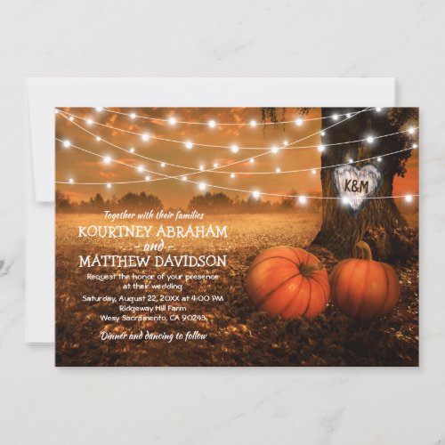 Rustic Fall Pumpkin Woodland Wedding Invitation
