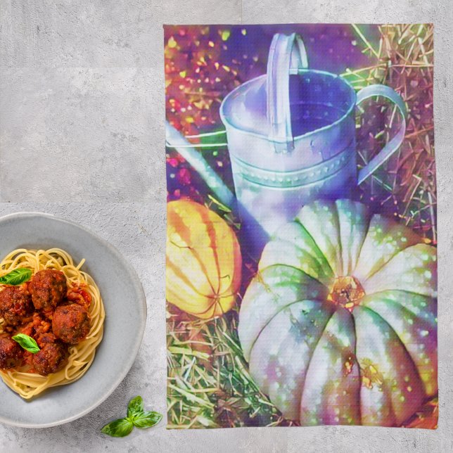 Rustic Fall Pumpkins And Flowers Kitchen Towel (Creator Uploaded)