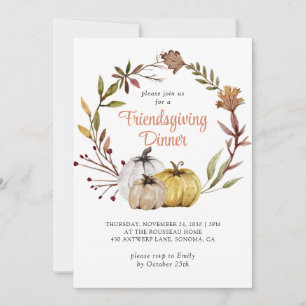 Rustic Fall Pumpkins Floral Friendsgiving  Invitation