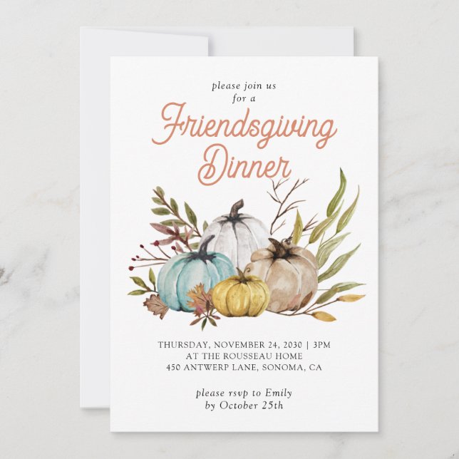 Rustic Fall Pumpkins Friendsgiving  Invitation (Front)
