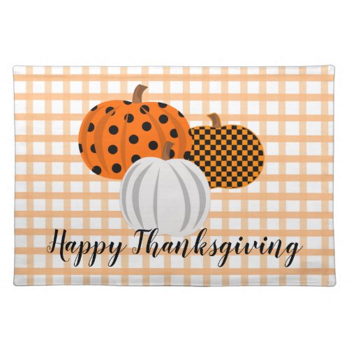 Rustic Fall Pumpkins Happy Thanksgiving Plaid Cloth Placemat