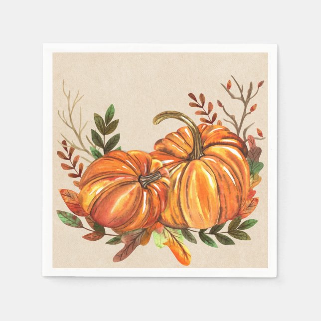 Rustic Fall Pumpkins Napkins (Front)