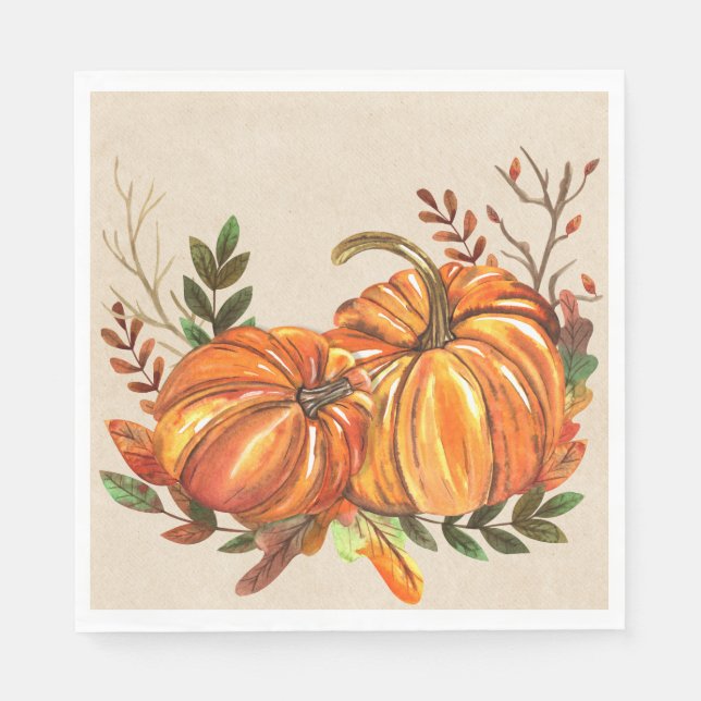 Rustic Fall Pumpkins Napkins (Front)
