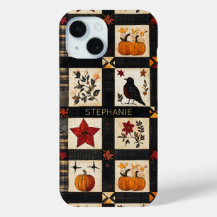 Rustic Fall Quilt Pattern Farmhouse Patchwork iPhone 15 Case