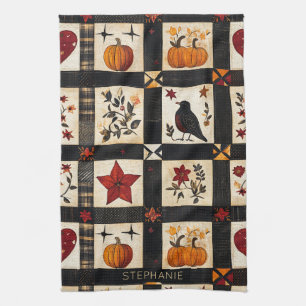 Rustic Fall Quilt Pattern   Farmhouse Patchwork Kitchen Towel