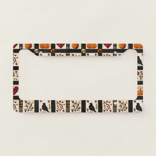 Rustic Fall Quilt Pattern | Farmhouse Patchwork License Plate Frame (Front)