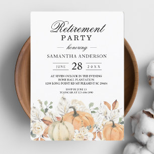 Rustic Fall Retirement Party Invitation Pumpkin