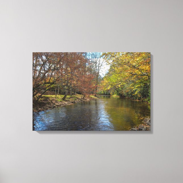 Rustic Fall River Serene Nature Landscape Photo Canvas Print (Front)