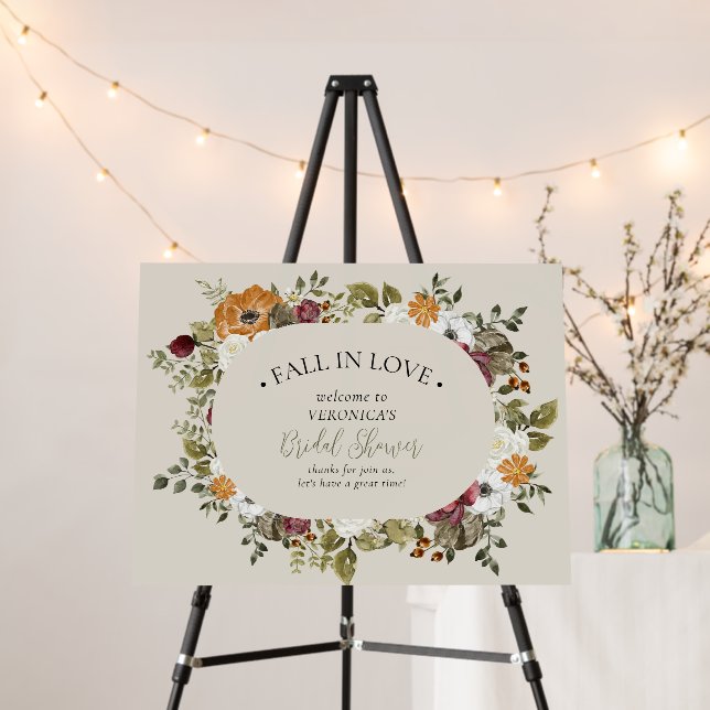 Rustic Fall Rust  Bridal Shower Welcome Foam Board (In Situ (Stand))