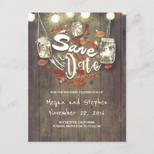 Rustic Fall Save the Date Announcement Postcard