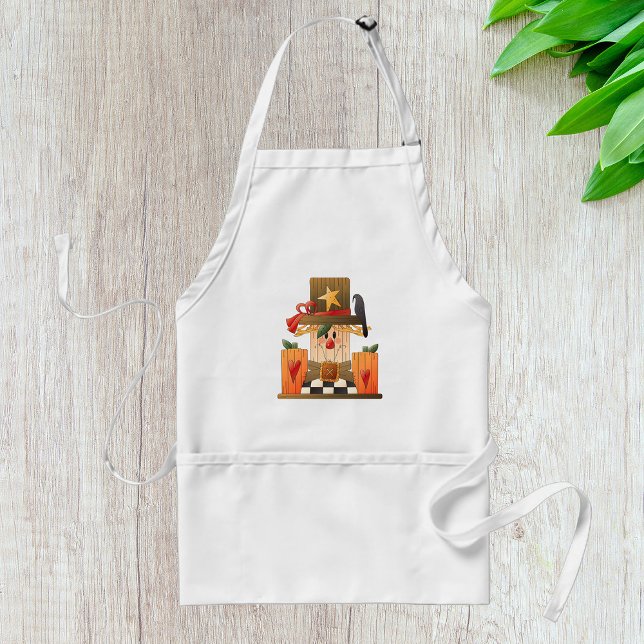 Rustic Fall Scarecrow with Pumpkins and Crow  Adult Apron (Creator Uploaded)