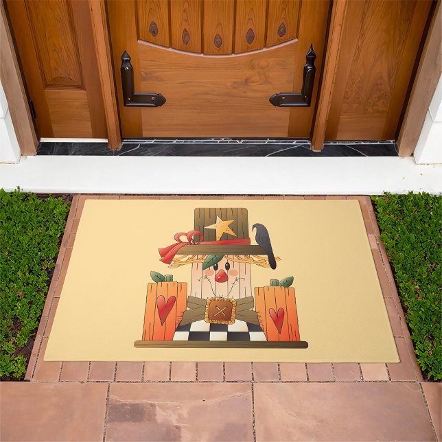 Rustic Fall Scarecrow with Pumpkins and Crow  Doormat (Creator Uploaded)