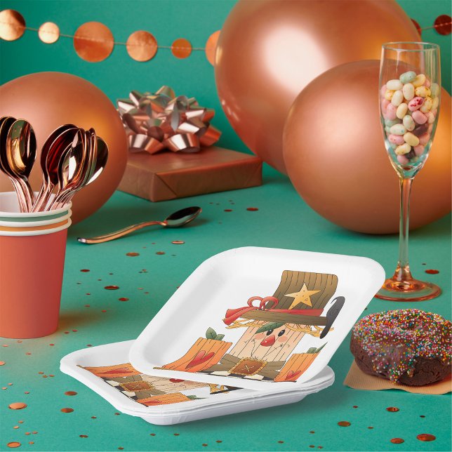 Rustic Fall Scarecrow with Pumpkins and Crow  Paper Plates (Creator Uploaded)