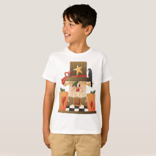 Rustic Fall Scarecrow with Pumpkins and Crow T-Shirt