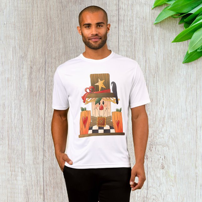 Rustic Fall Scarecrow with Pumpkins and Crow  T-Shirt (Creator Uploaded)