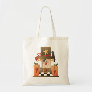 Rustic Fall Scarecrow with Pumpkins and Crow  Tote Bag