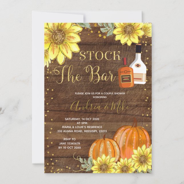 Rustic Fall Stock The Bar Couple Shower Invitation (Front)